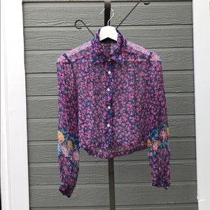 Sheer cropped blouse - s -